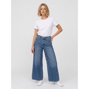 Gap Baggy Mid Rise Jeans Medium Indigo Wide Leg Tencel Blend 27 4